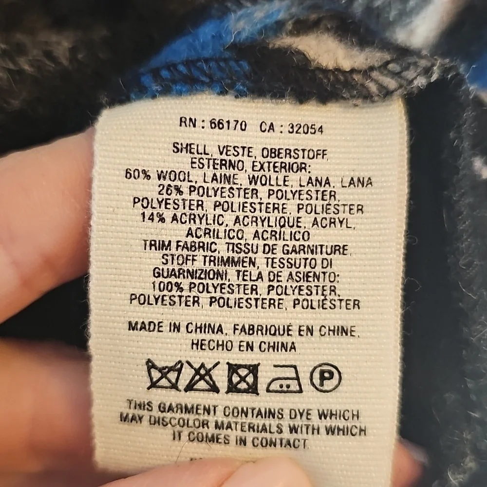 Anthroplogie Cartonnier Plaid Demero Swing Jacket Wool Blend XS Small Black Blue - Picture 7 of 7